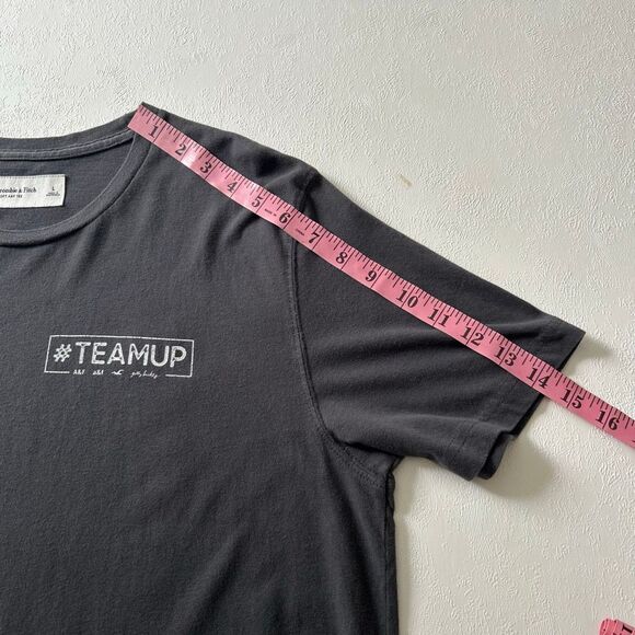 Abercrombie & Fitch #TEAMUP Graphic Tee | Soft Black Cotton T-Shirt | Size L - Picture 7 of 8